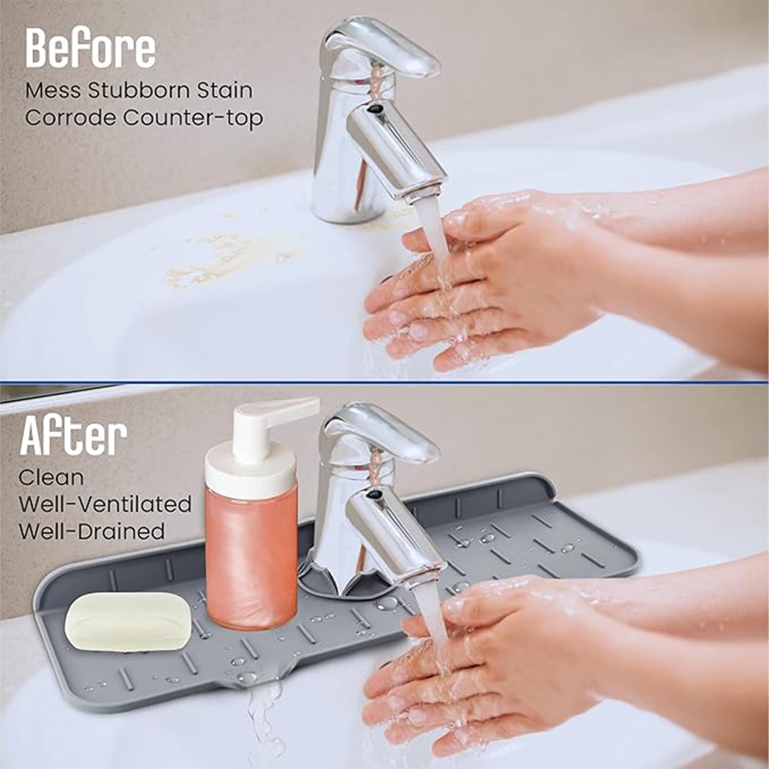 Silicone Sink Faucet Pad / Mat (1 Pc / 33x12 Cm) Silicone Sink Faucet Pad / Mat (1 Pc / 33x12 Cm)